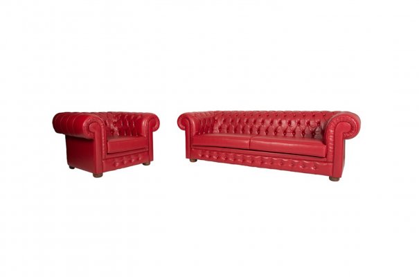 Chesterfield Wooden Leg Sofa